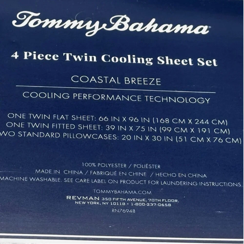 NEW 4pc Tommy Bahama Tropical Cocktail Drinks TWIN Cooling Sheet Set Island Time